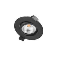 ULTRA SLIM TILTABLE DOWNLIGHT 65MM CUTOUT 6.5W 650LM 100LM/W 3000K 36 BEAM DIMMABLE BLACK INTEGRAL