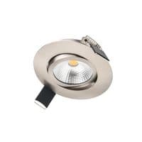 ULTRA SLIM TILTABLE DOWNLIGHT 65MM CUTOUT 6.5W 650LM 100LM/W 3000K 36 BEAM DIMMABLE SATIN NICKEL INT