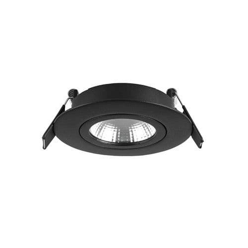 ULTRA SLIM TILTABLE DOWNLIGHT 65MM CUTOUT 6.5W 650LM 100LM/W 3000K 36 BEAM DIMMABLE BLACK INTEGRAL