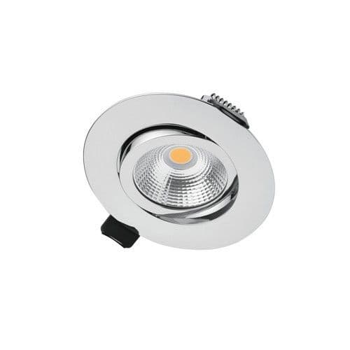 ULTRA SLIM TILTABLE DOWNLIGHT 65MM CUTOUT 6.5W 670LM 103LM/W 4000K 36 BEAM DIMMABLE POLISHED CHROME