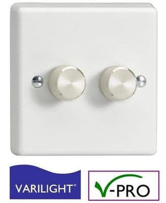 VARILIGHT 2 Gang (Double) Intelligent Trailing-Edge (V-Pro) LED Dimmer Switch