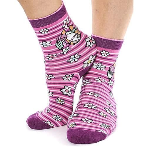 Bang On The Door Striped 'Flowers' Calf Socks size 12-3 (1 pair)