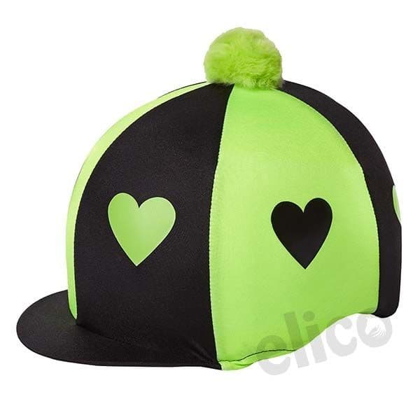 Capz Lycra Heart Hat Cover in Black/Green