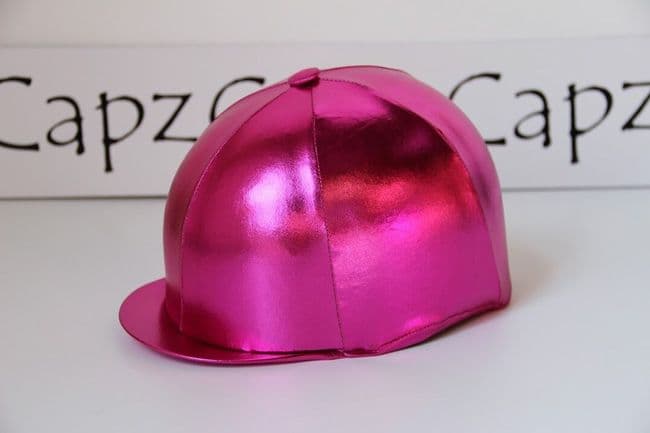 Capz Lycra Metallic Cap Cover in Cerise