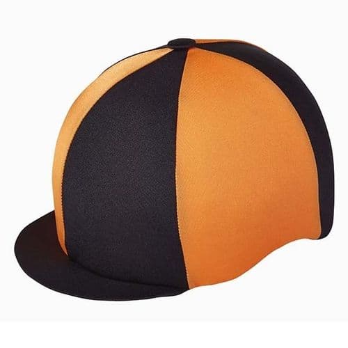 Capz Quartered Lycra Hat Cover in Black/Orange