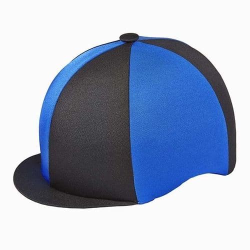 Capz Quartered Lycra Hat Cover in Black/Royal