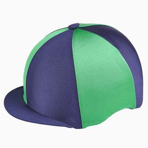 Capz Quartered Lycra Hat Cover in Navy/Emerald