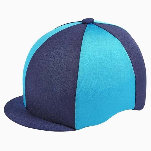 Capz Quartered Lycra Hat Cover in Navy/Turquoise