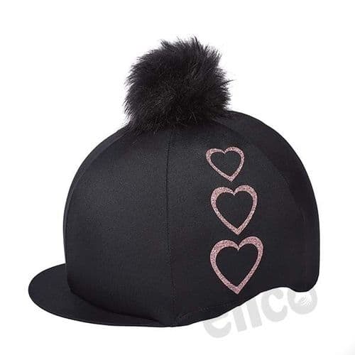 Capz Three Hearts Hat Cover in Black