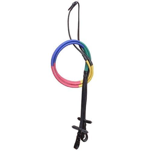 Elico Multicoloured Pony Rubber Reins in Black