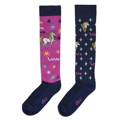 Elico 'Unicorn Love' Childs Socks Size 3-5 (1 pair)