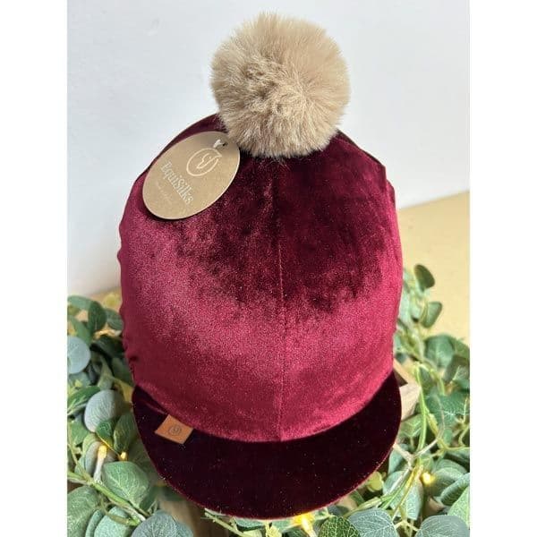EquiSilks Crush Velour Wine Hat Cover