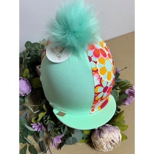 EquiSilks Fleur/Mint Lycra Hat Cover