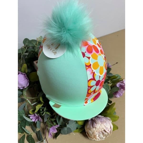 EquiSilks Fleur/Mint Lycra Hat Cover