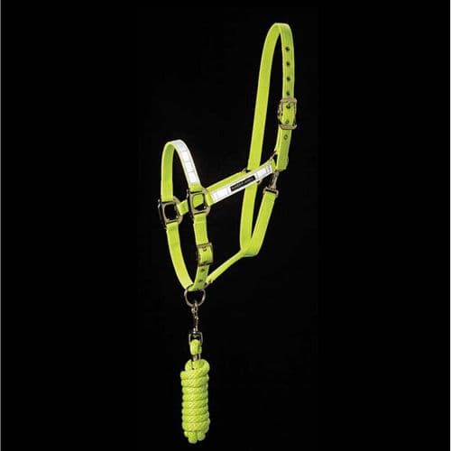 Harry Hall Hi-Viz Headcollar & Leadrope Set in Yellow Pony Size