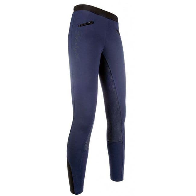 HKM Silicone Full Seat Starlight Riding Leggings in Deep Blue/Black