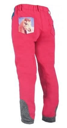 Horka 'Mathilda' Junior Breeches with Knee Patches in Hot Pink (128cm / 8yrs)