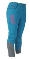 Horka 'Mathilda' Junior Breeches with Knee Patches in Petrol Blue