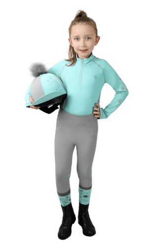 Hy Equestrian DynaMizs Ecliptic Riding Tights in Mint/Grey