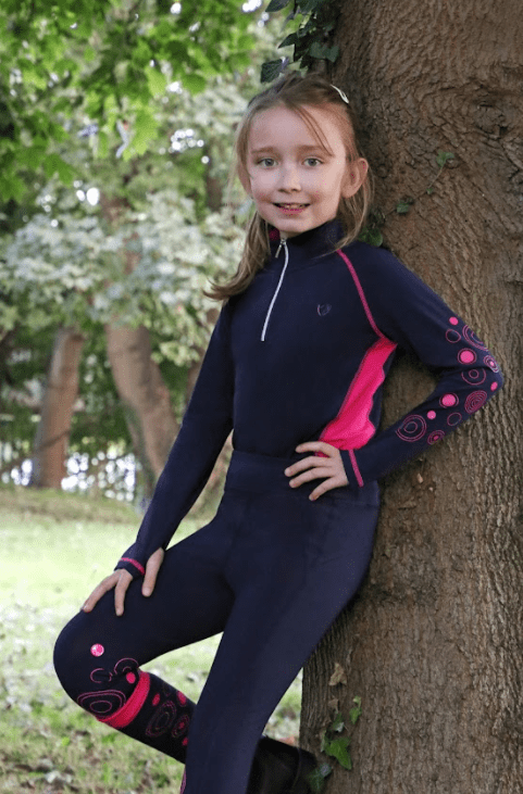 Hy Equestrian DynaMizs Ecliptic Riding Tights in Navy/Magenta