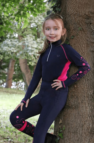 Hy Equestrian DynaMizs Ecliptic Riding Tights in Navy/Magenta
