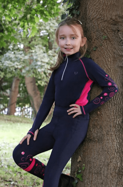 Hy Equestrian DynaMizs Ecliptic Riding Tights in Navy/Magenta