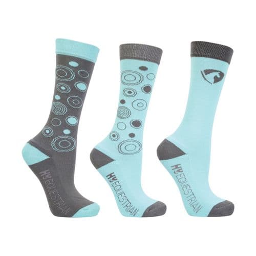 Hy Equestrian Dynamizs Ecliptic Socks (Pack of 3) in Mint/Grey