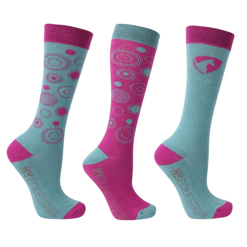 Hy Equestrian Dynamizs Ecliptic Socks (Pack of 3) in Plum/Teal