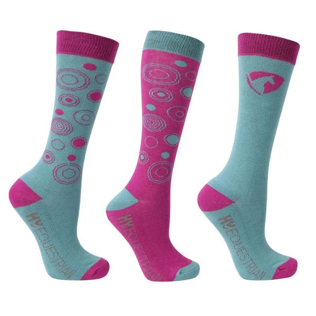 Hy Equestrian Dynamizs Ecliptic Socks (Pack of 3) in Plum/Teal