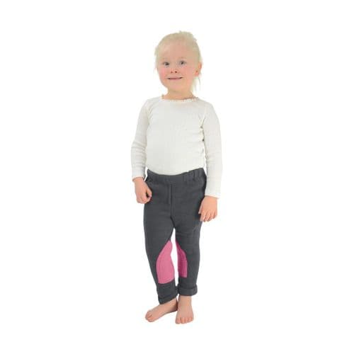 Hy Equestrian Fleece Tots Jodhpurs in Grey/Pink