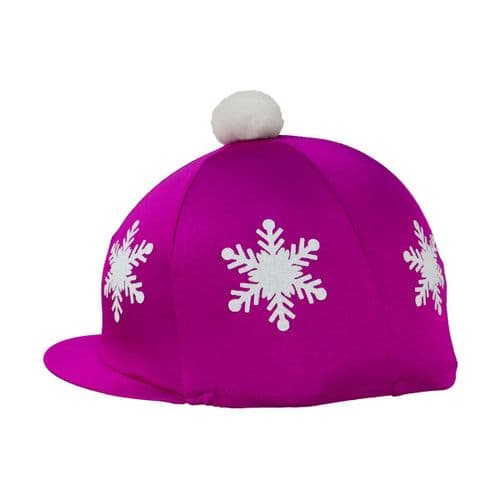 Hy Equestrian Snowflake Hat Cover with Pom Pom in Dark Cerise