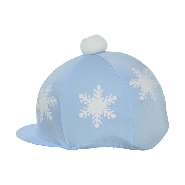 Hy Equestrian Snowflake Hat Cover with Pom Pom in Light Blue