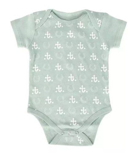 Hy Equestrian Thelwell Mini Tots Baby Grow in Pastel Green
