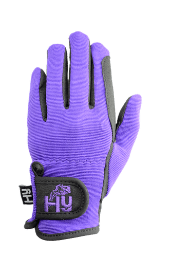 Hy5 Children's Everyday Two Tone Riding Gloves in Black/Purple