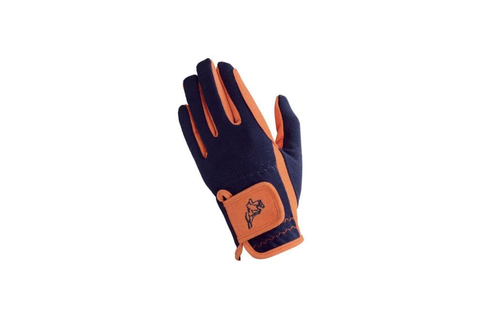 Hy5 Children's Everyday Two Tone Riding Gloves in Navy/Orange