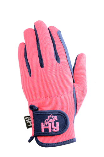 Hy5 Children's Everyday Two Tone Riding Gloves in Navy/Raspberry