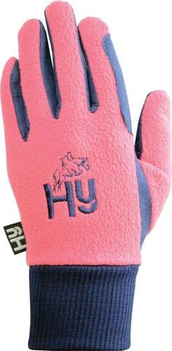 Hy5 Children's Winter Two Tone Riding Gloves in Navy/Raspberry