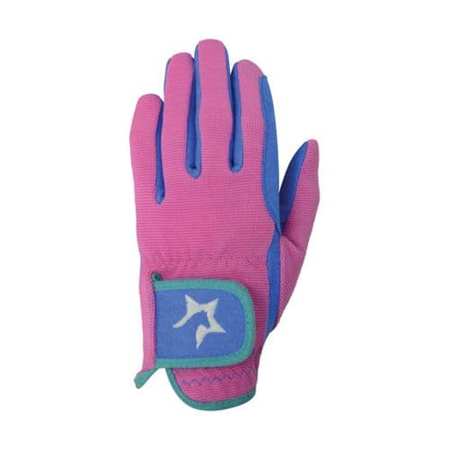 Hy5 Three Tone Zeddy Riding Glove in Flamingo Pink - XL