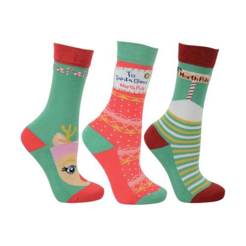 HyFASHION Children's Christmas Short Socks size 8-12 (Triple Pack)