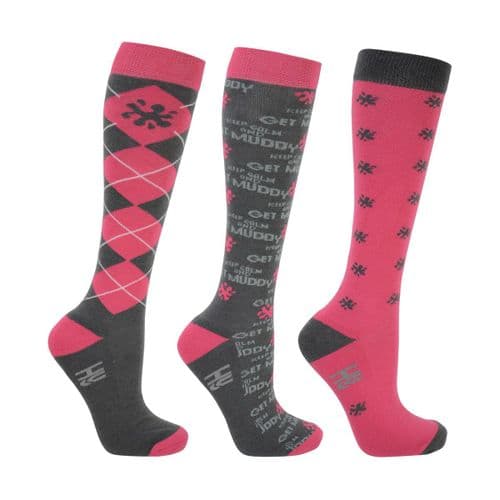 HyFASHION Keep Calm and Get Muddy Adult Long Socks size 4-8 (Triple pack)