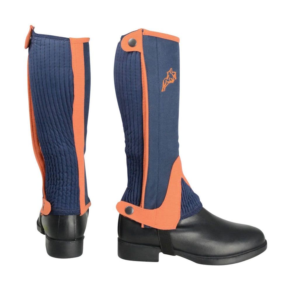 HyLand Two Tone Amara Child's Half Chaps in Navy/Orange in Small