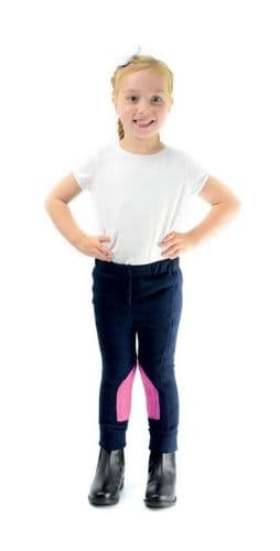 HyPERFORMANCE Fleece Tots Jodhpurs in Navy/Pretty Pink