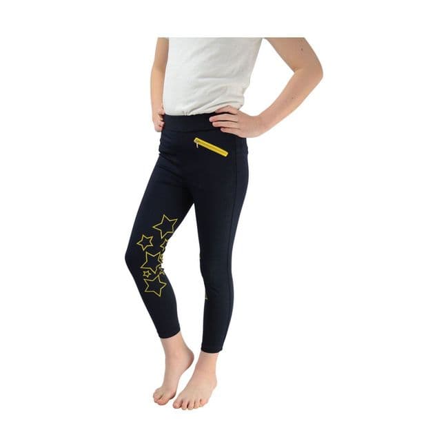 HyPERFORMANCE Stella Children's Riding TIghts in Navy/Yellow