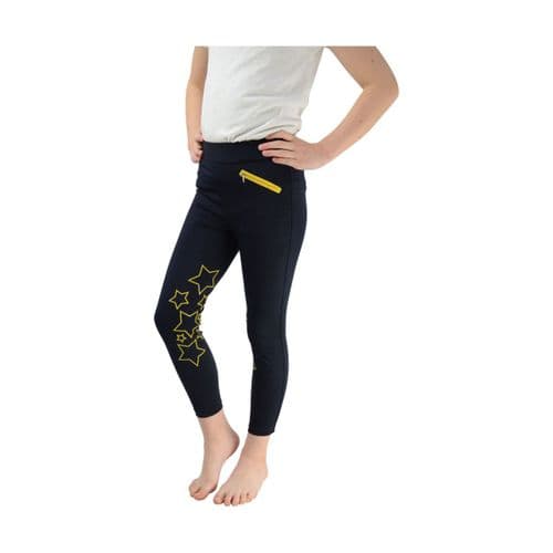 HyPERFORMANCE Stella Children's Riding TIghts in Navy/Yellow