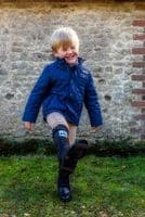 Just Chaps in Navy with Blue Tractor Motif in Dinki Dinky