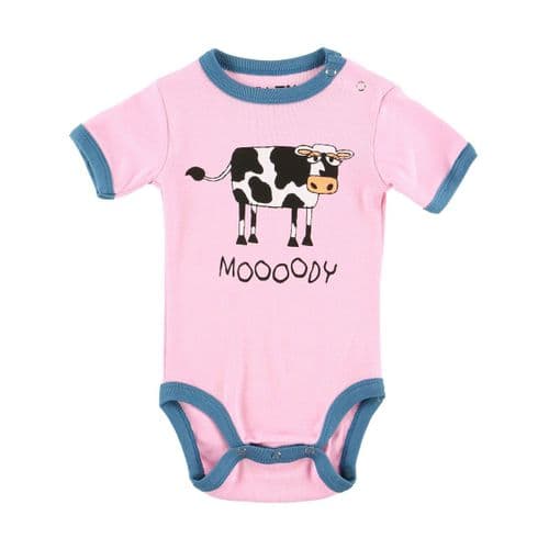 LazyOne 'Moody' Babygrow Vest in Pink