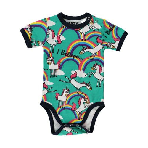 LazyOne 'Unicorn' Babygrow Vest in Turquoise