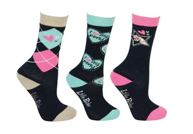 Little Rider I Love My Pony Short Socks size 8-12 (Triple Pack)