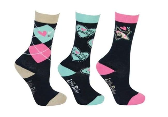 Little Rider I Love My Pony Short Socks size 8-12 (Triple Pack)