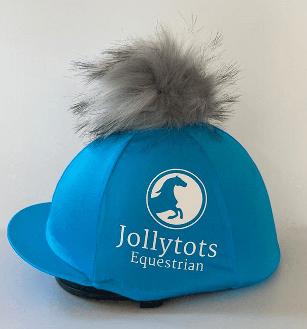 Pompops Children's Jollytots Logo Hat Cover in Light Blue with Removable Pompom